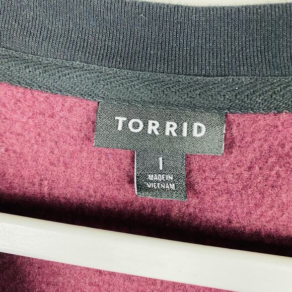 Torrid Plus Size 1X Oversized Tunic Sweatshirt Wine Red Cotton Blend - Picture 5 of 7